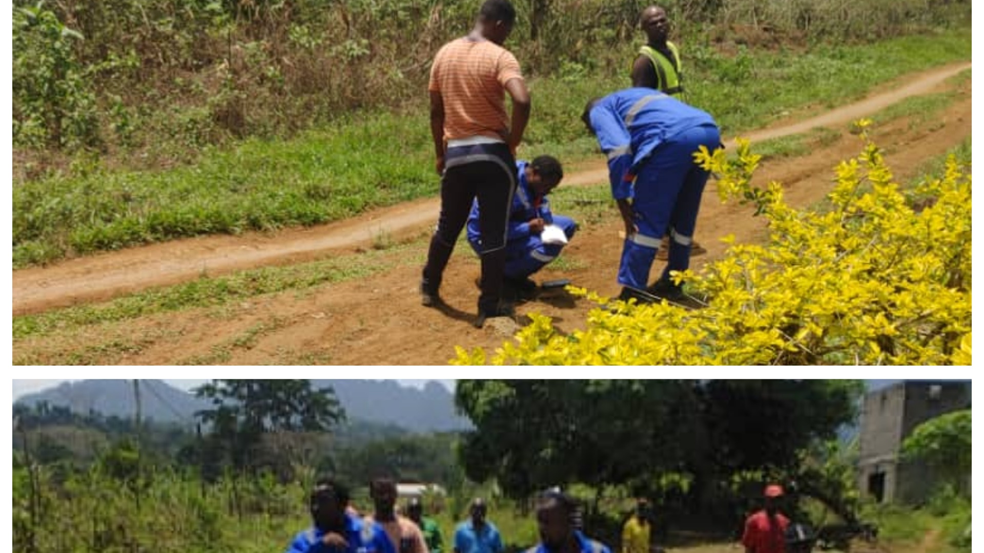 Route Bangem-Nguti: une équipe de topographes et de géotechniciens du BIR et du MINTP sur le terrain 